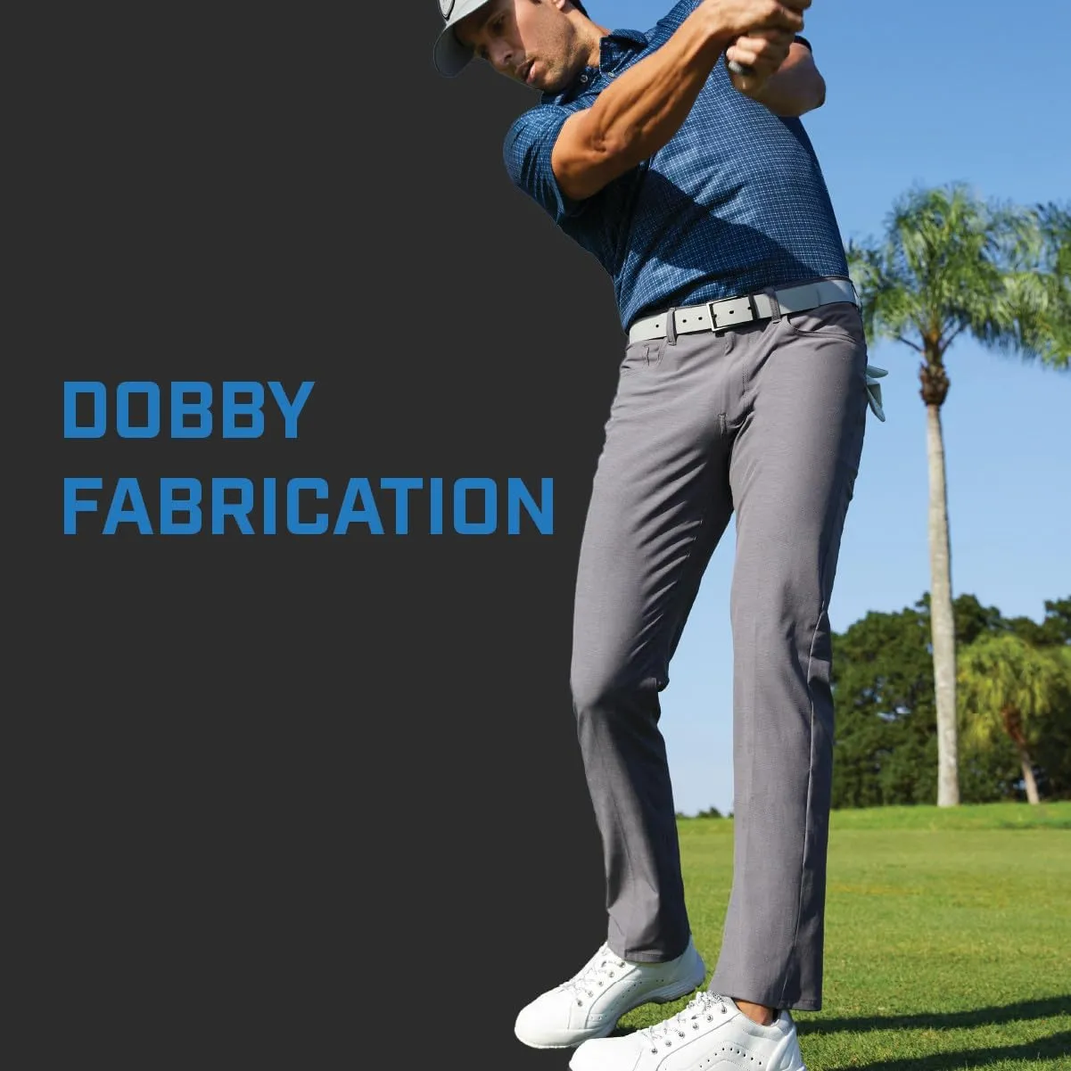 PGA TOUR Men's Flat Front 5-Pocket Stretch Golf Pant with Active Waistband (Waist Size 30-44 Big & Tall)