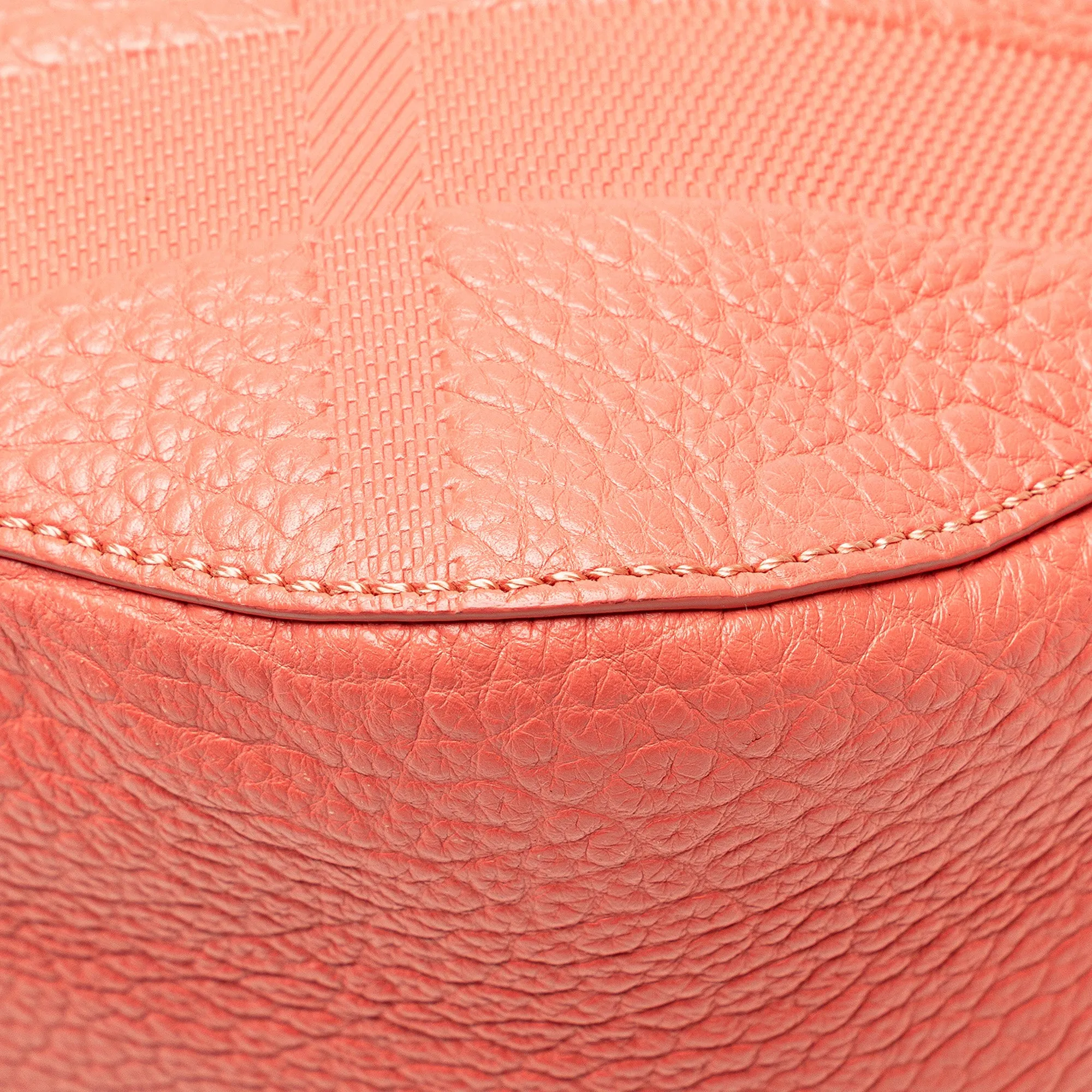 Pink Burberry Small Heritage Grain Check Embossed Orchard Bowling Bag Satchel