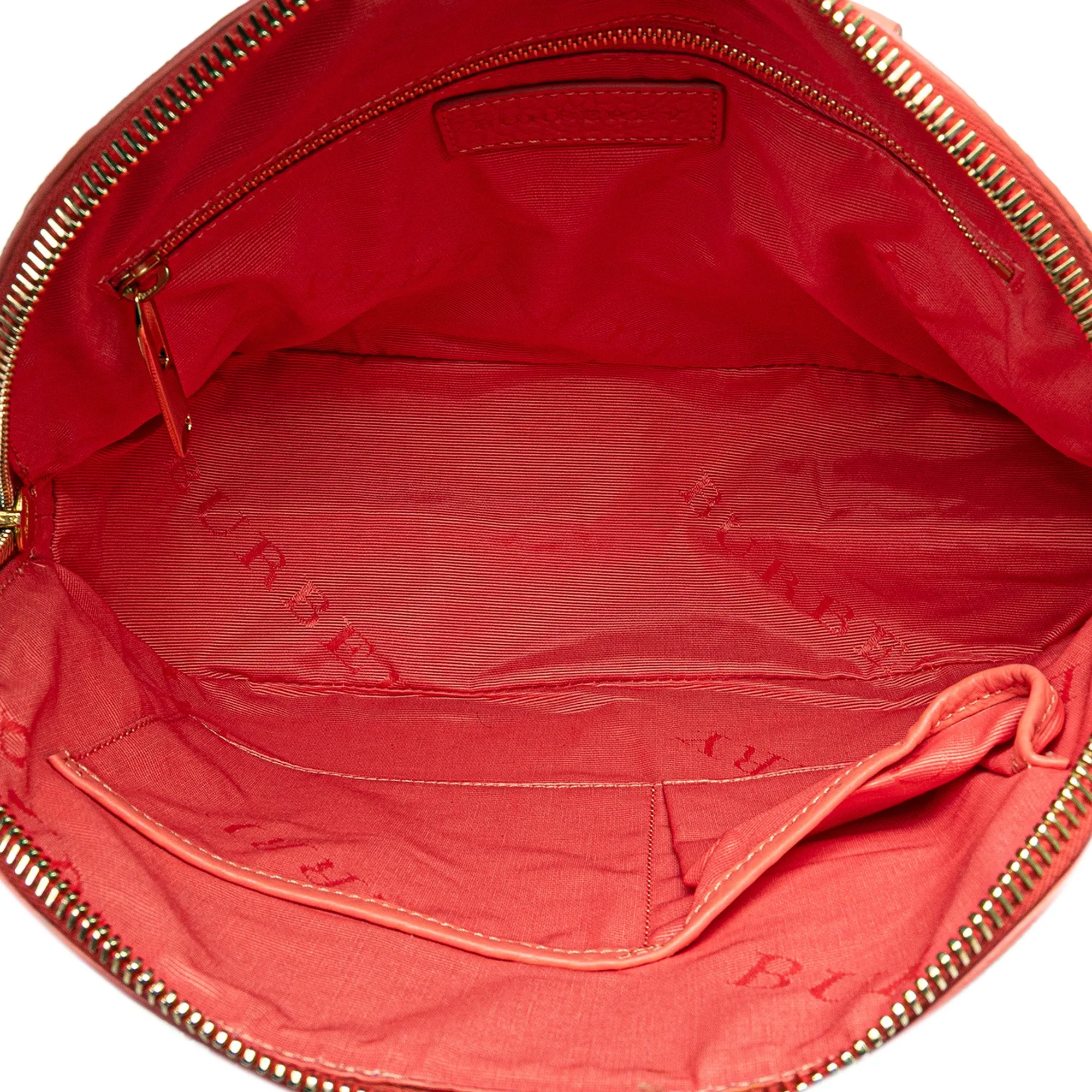 Pink Burberry Small Heritage Grain Check Embossed Orchard Bowling Bag Satchel
