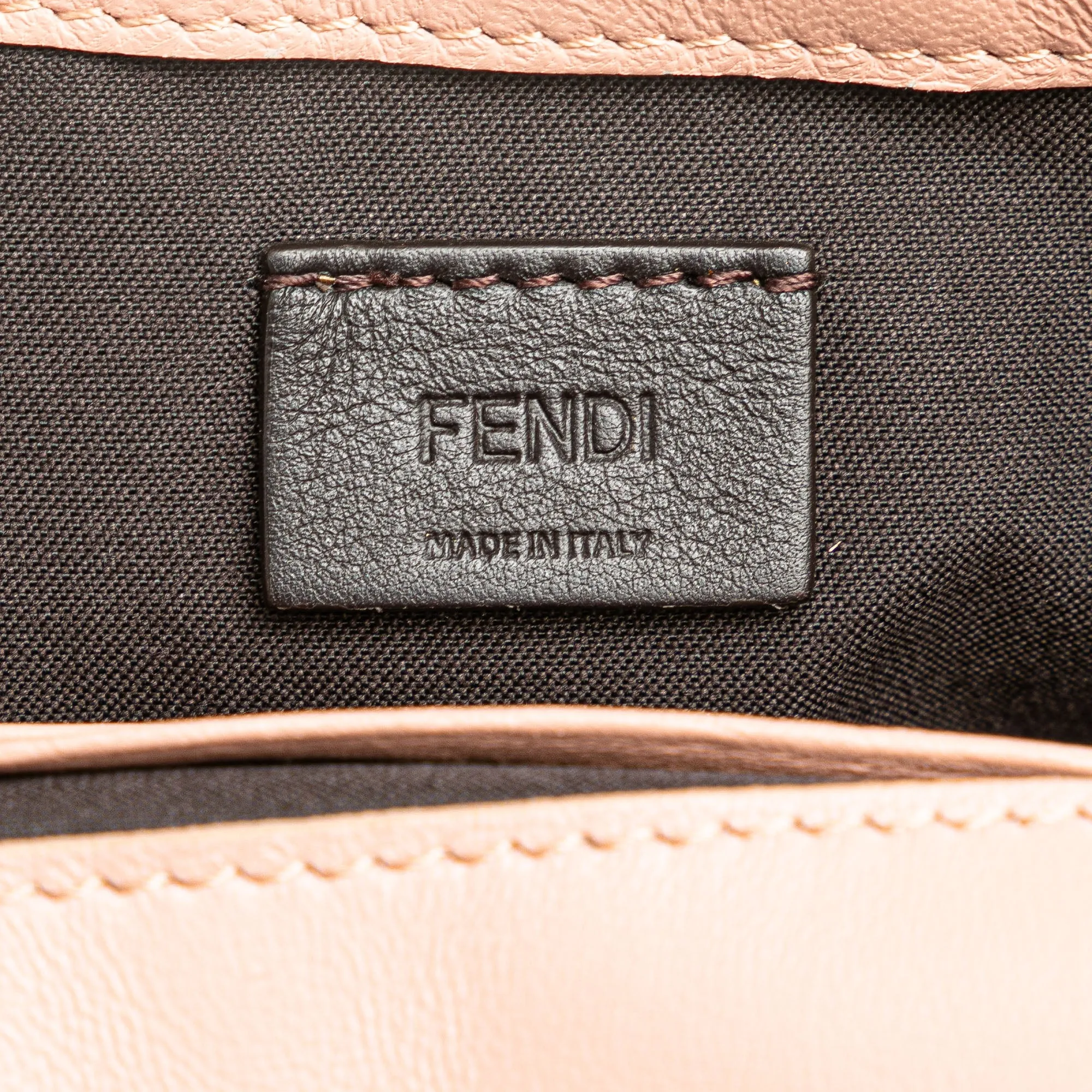 Pink Fendi Mini Embossed Zucca Baguette Satchel