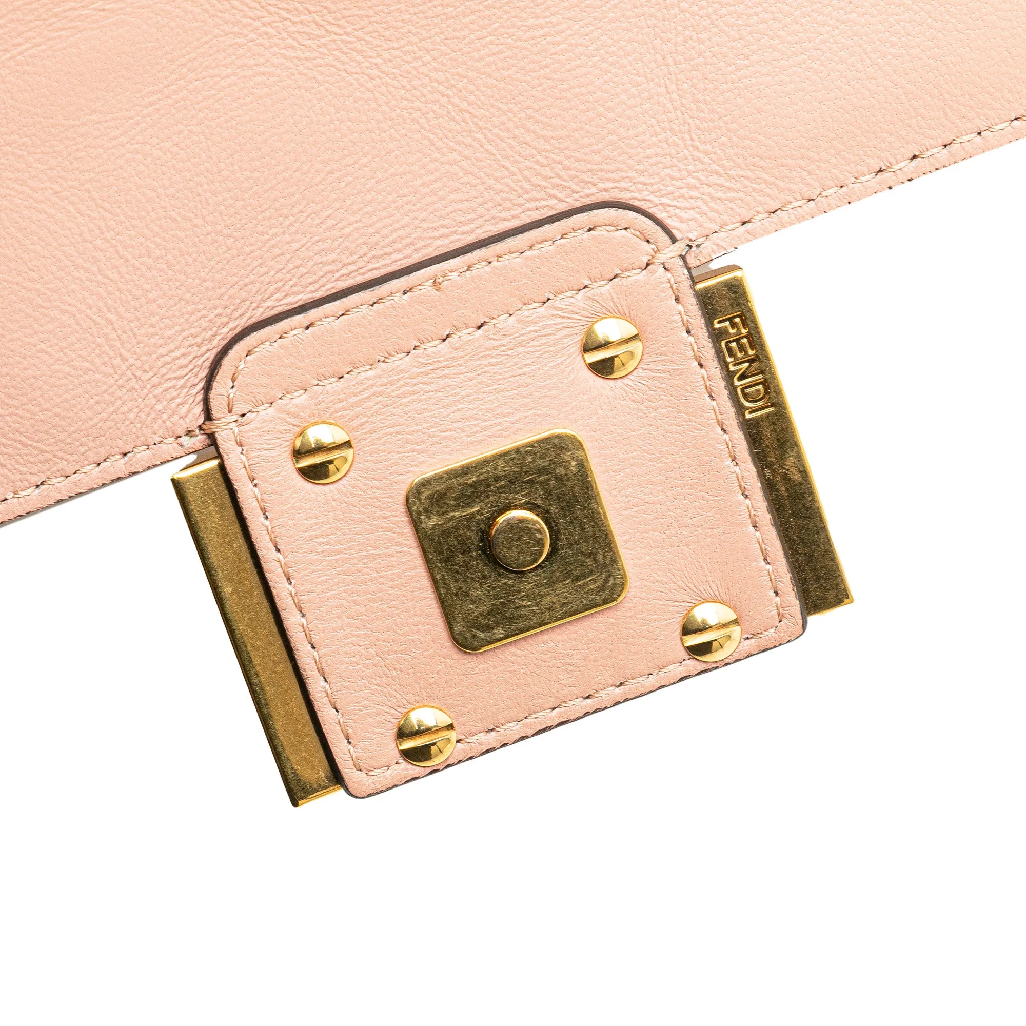 Pink Fendi Mini Embossed Zucca Baguette Satchel