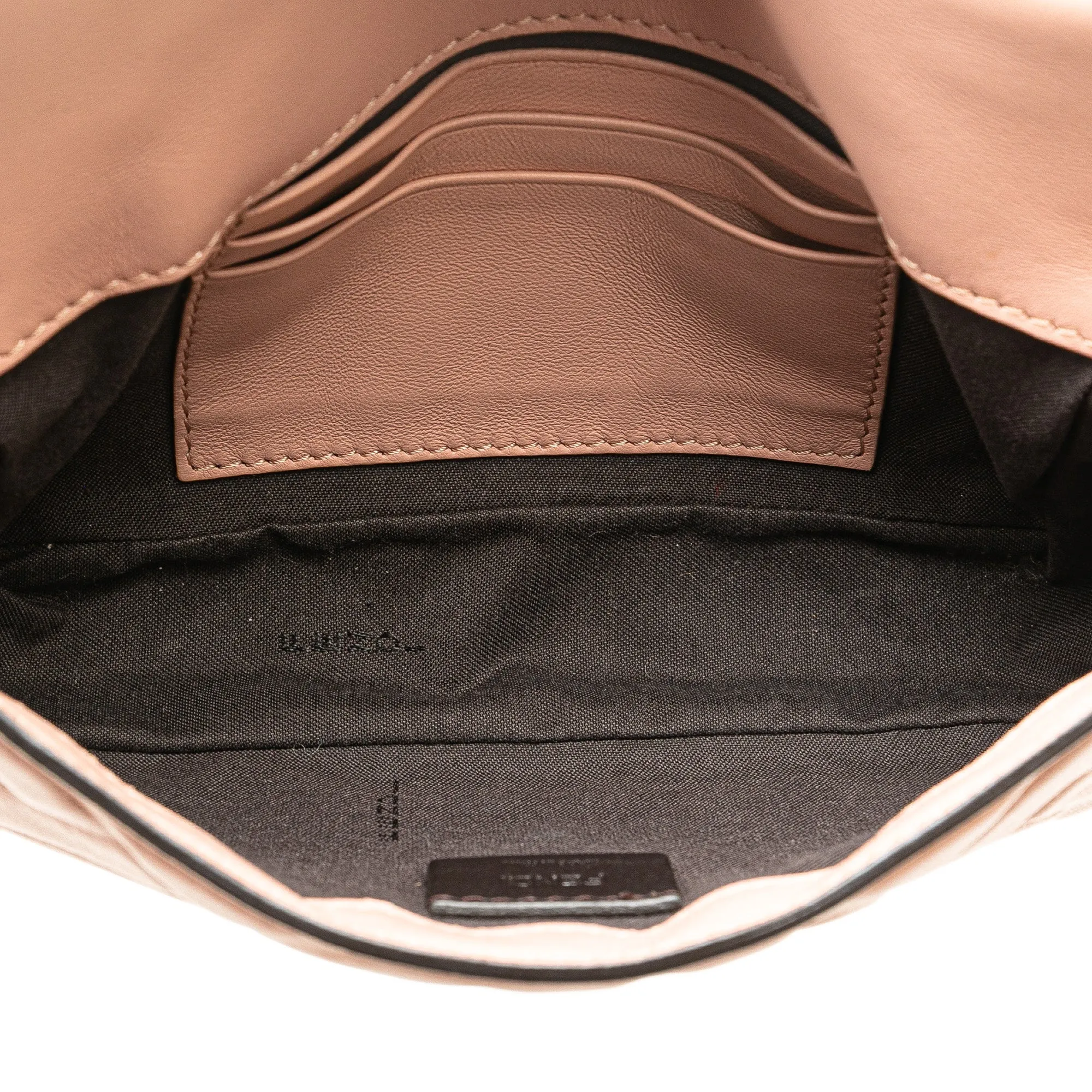Pink Fendi Mini Embossed Zucca Baguette Satchel