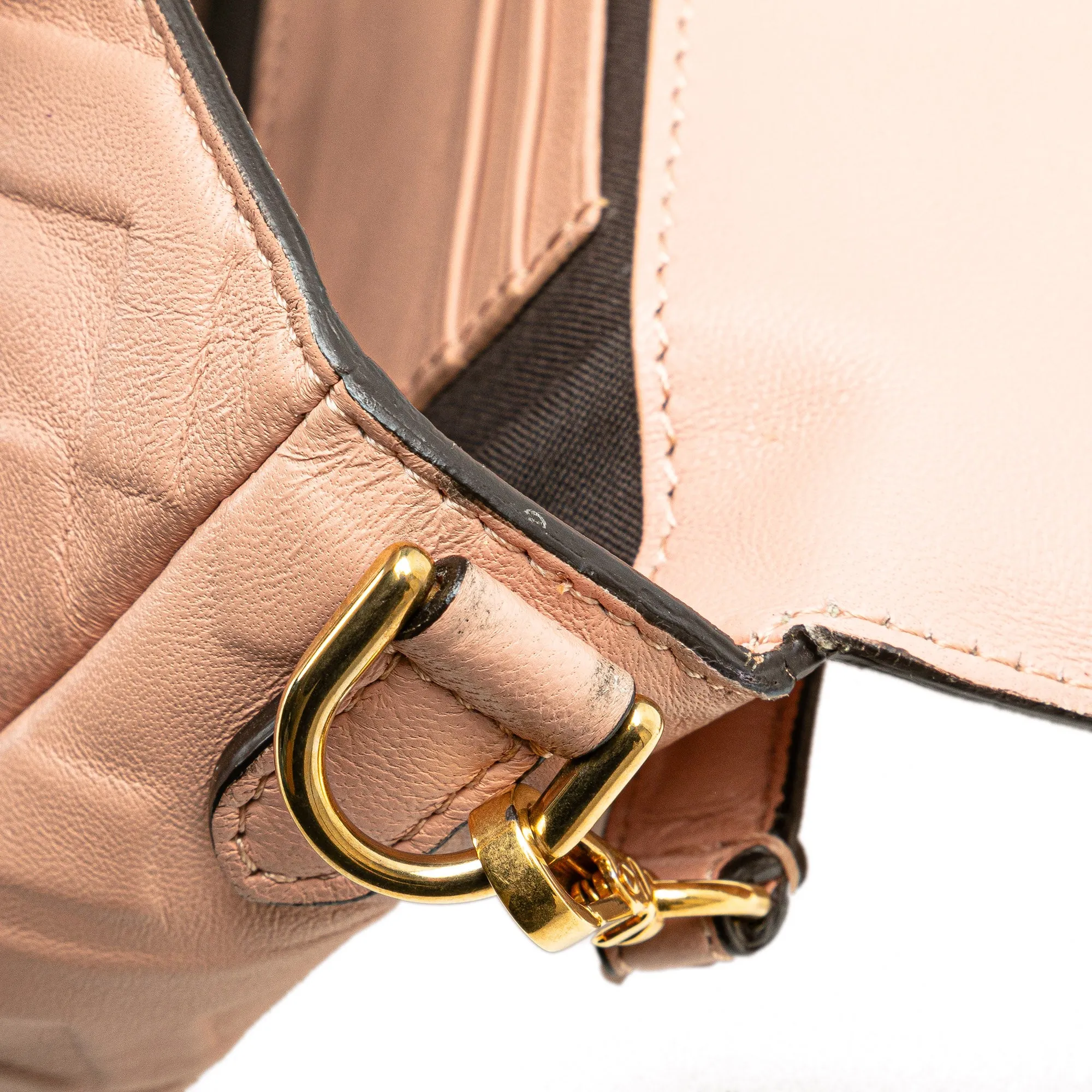 Pink Fendi Mini Embossed Zucca Baguette Satchel