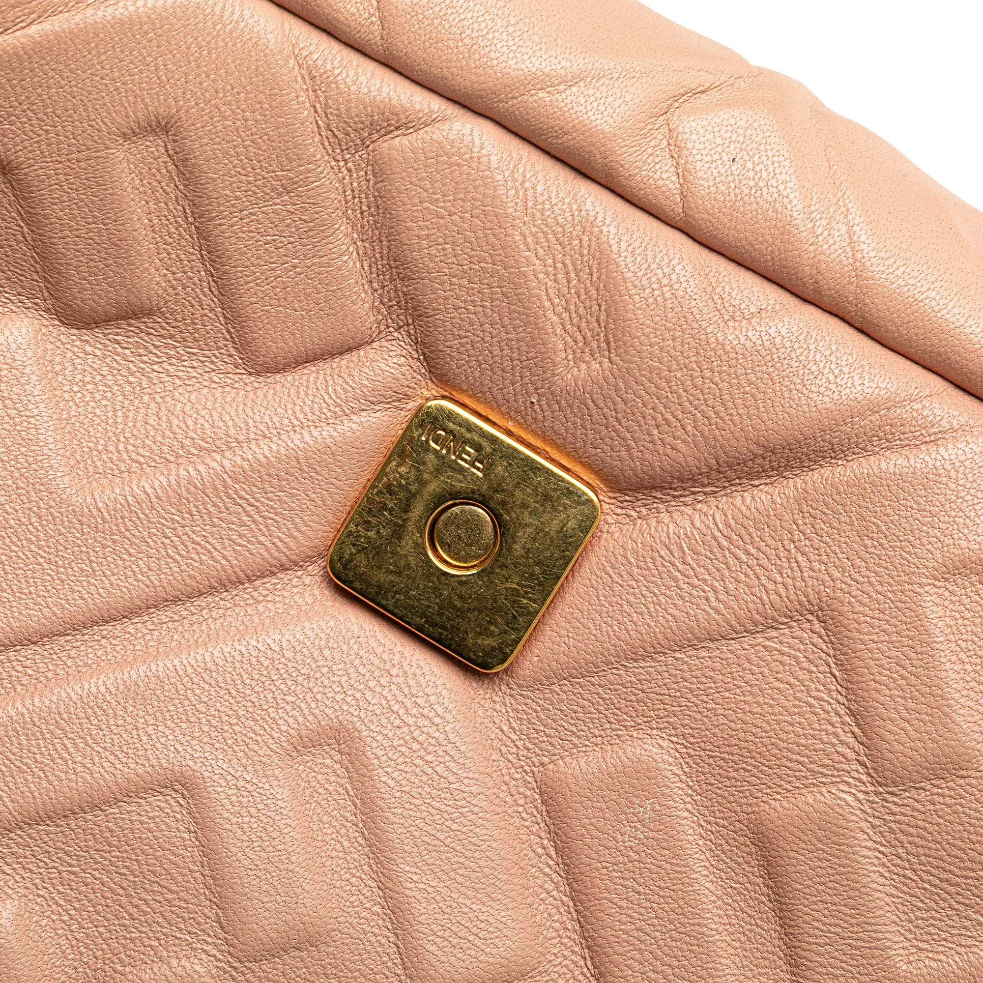 Pink Fendi Mini Embossed Zucca Baguette Satchel
