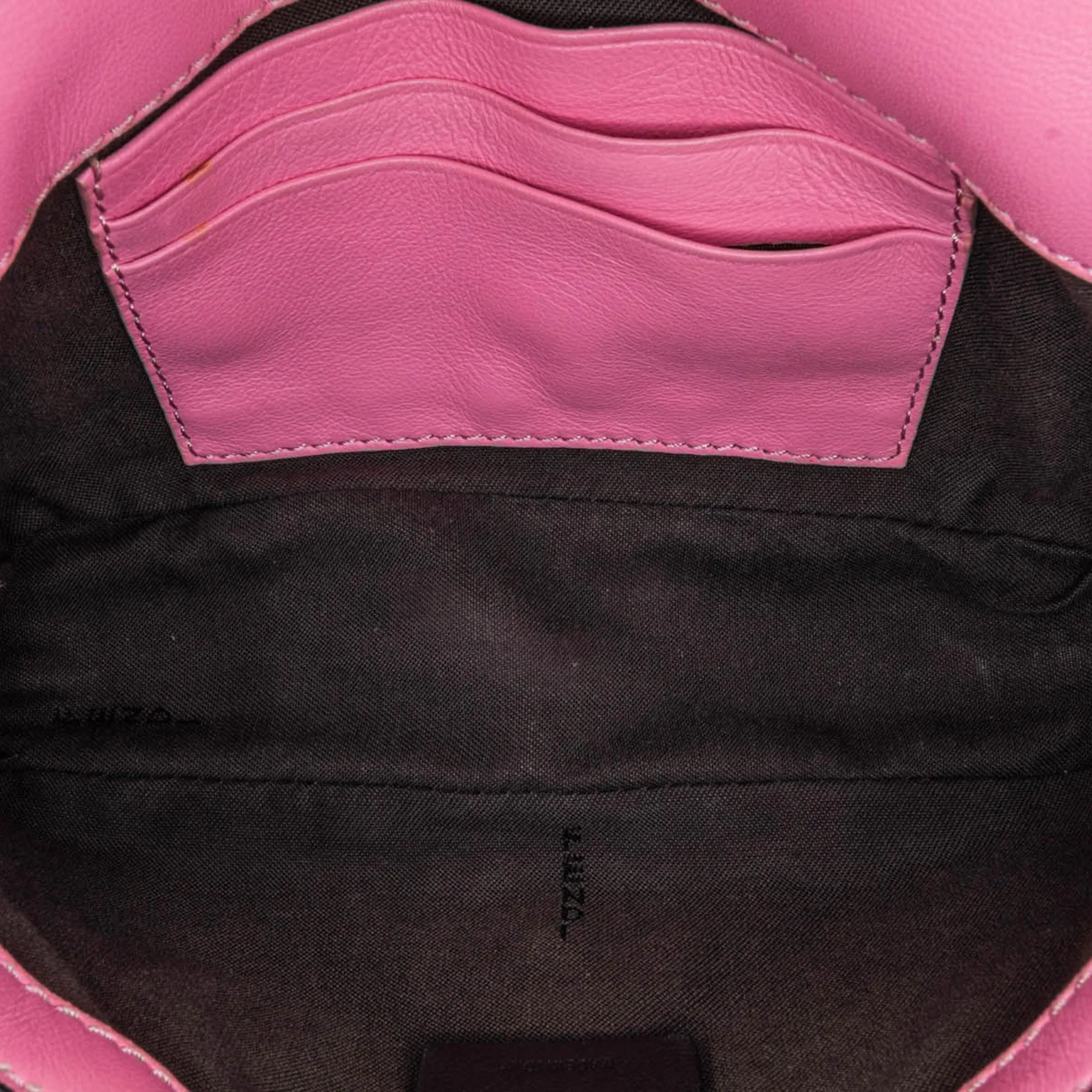 Pink Fendi Mini Zucca Embossed Baguette Satchel