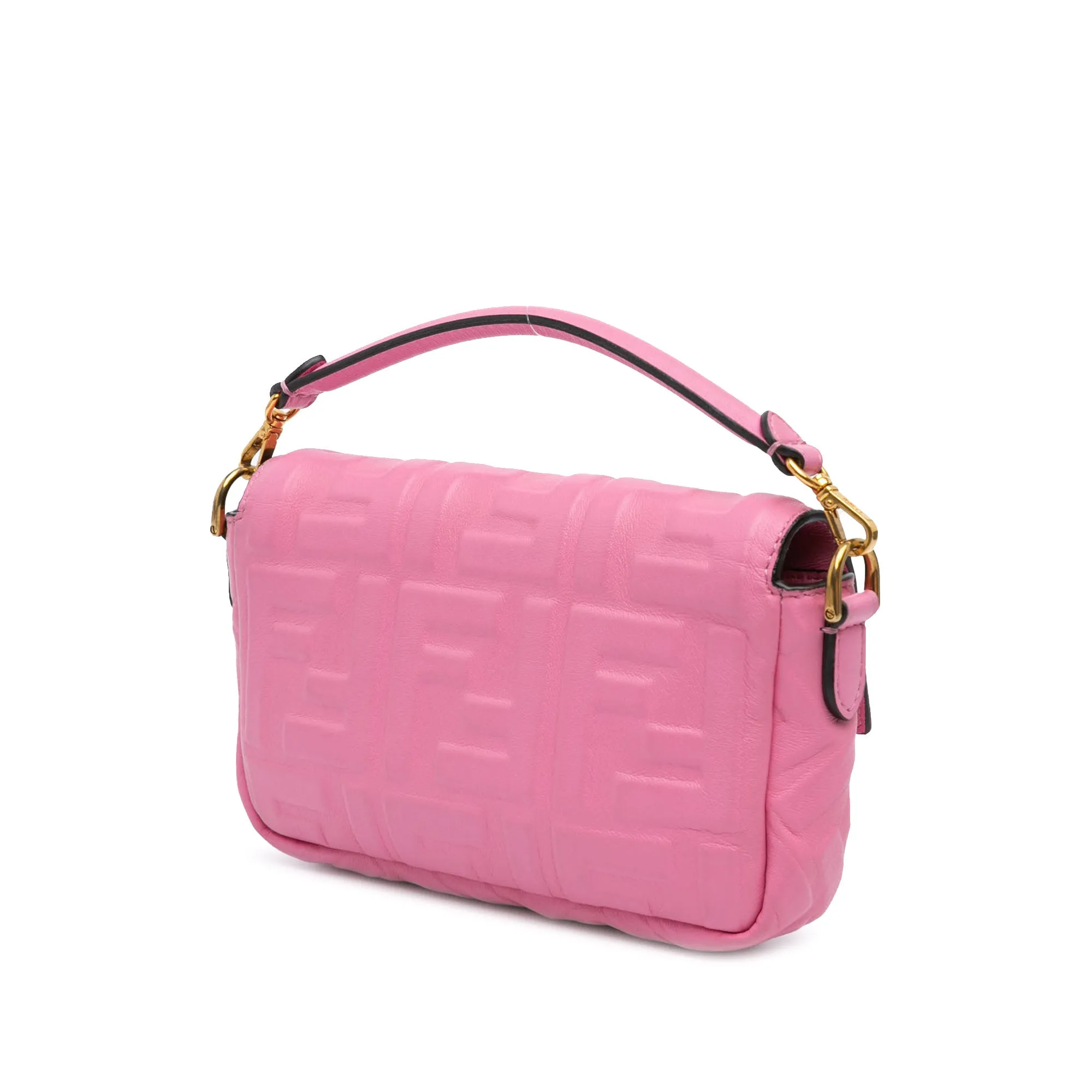 Pink Fendi Mini Zucca Embossed Baguette Satchel