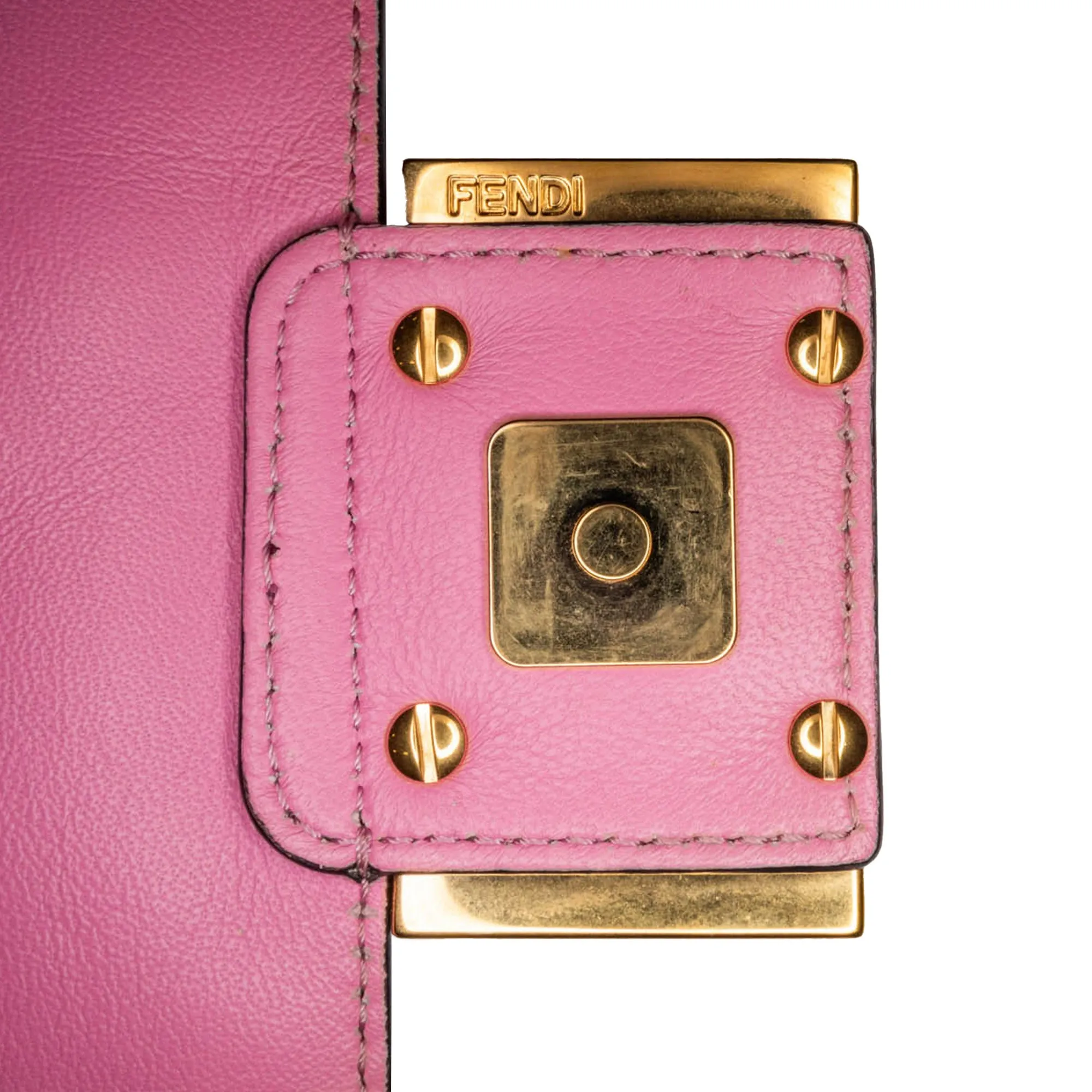 Pink Fendi Mini Zucca Embossed Baguette Satchel