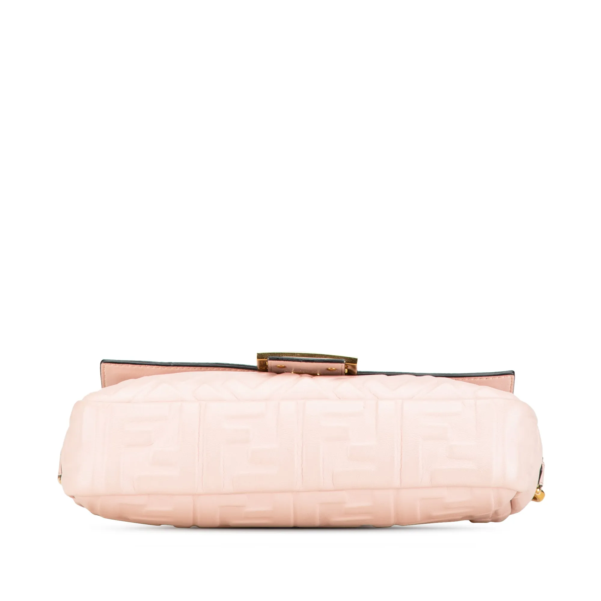 Pink Fendi Zucca Embossed Leather Baguette Satchel