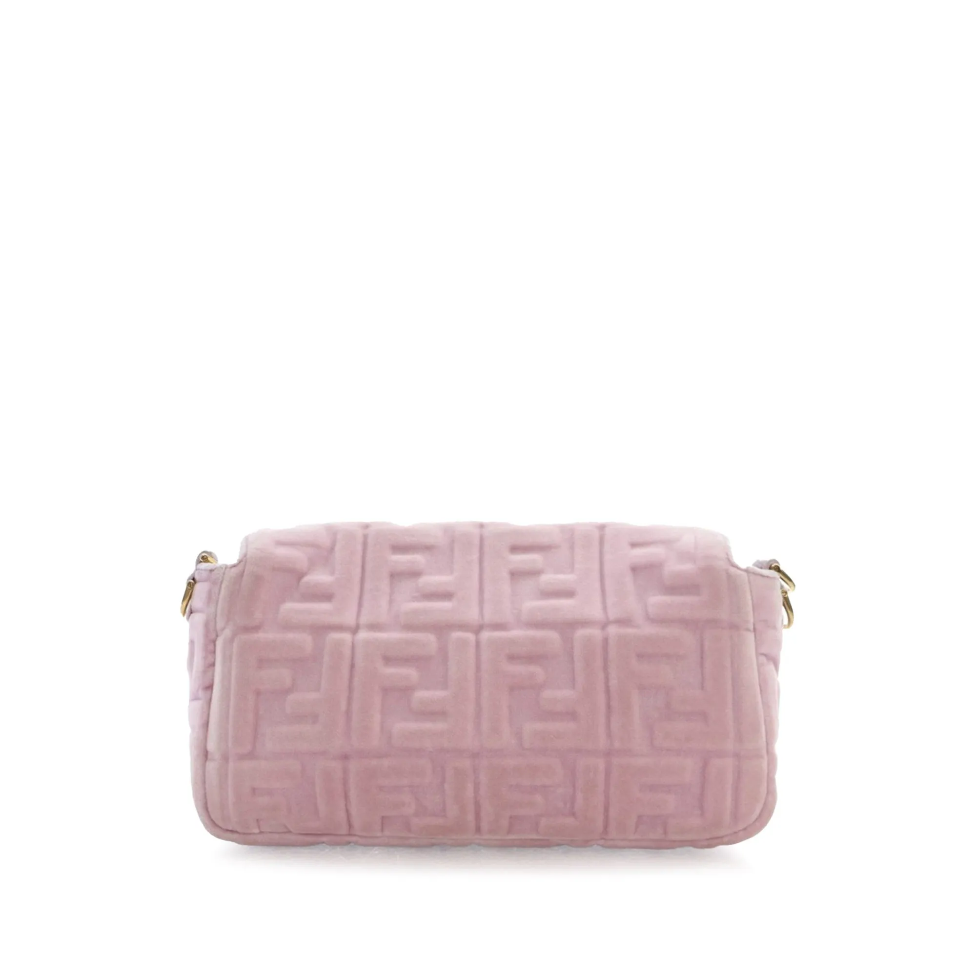 Pink Fendi Zucca Embossed Velvet Baguette Satchel