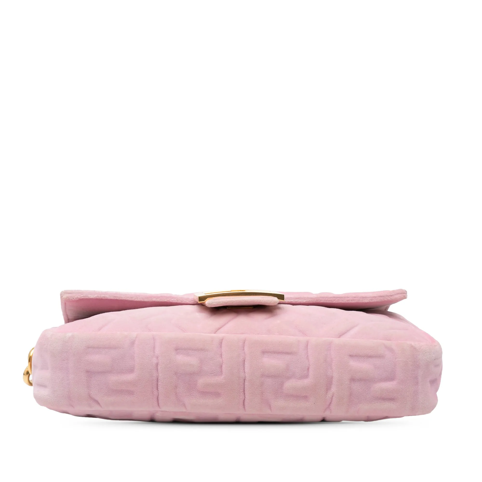 Pink Fendi Zucca Embossed Velvet Baguette Satchel