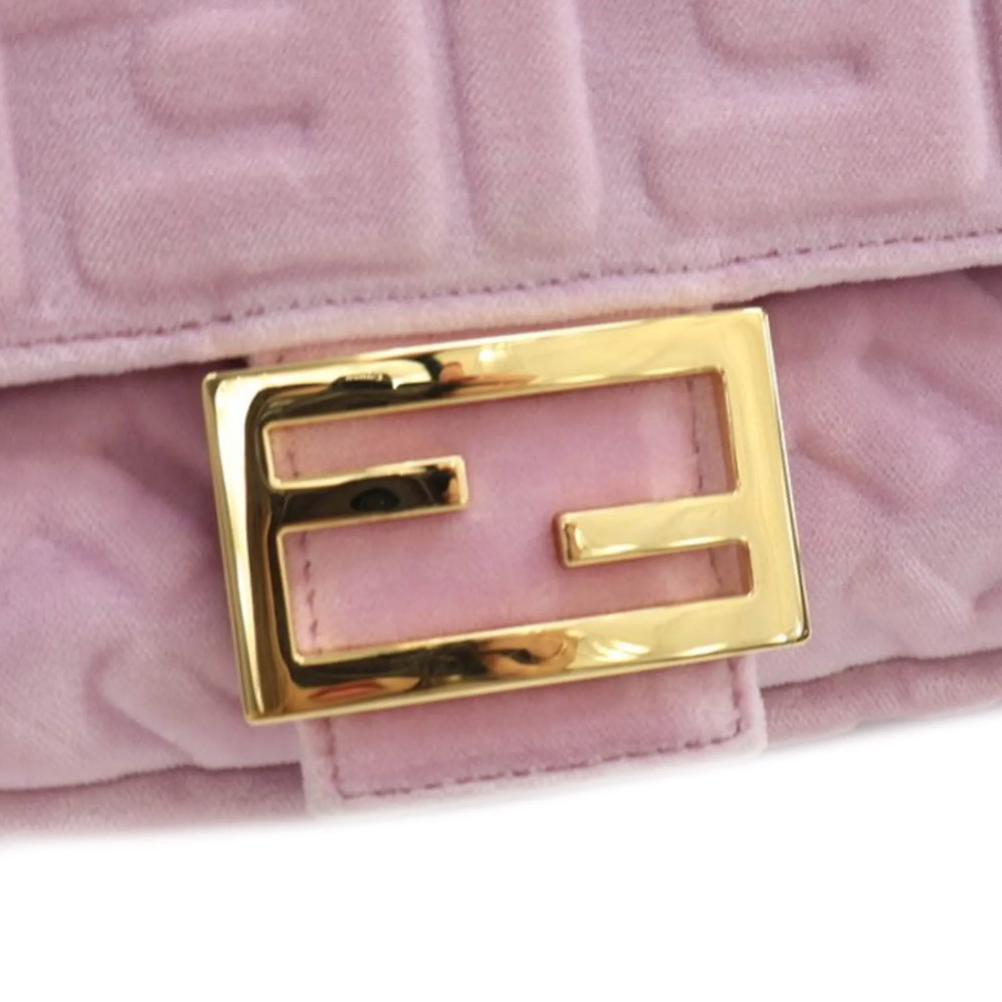 Pink Fendi Zucca Embossed Velvet Baguette Satchel