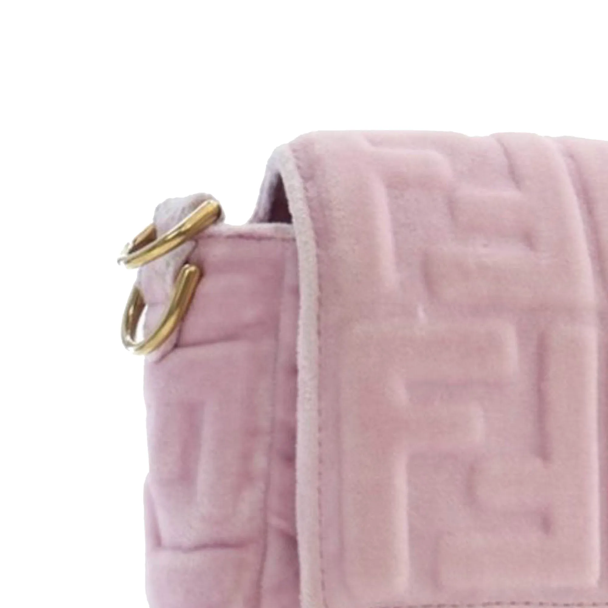 Pink Fendi Zucca Embossed Velvet Baguette Satchel
