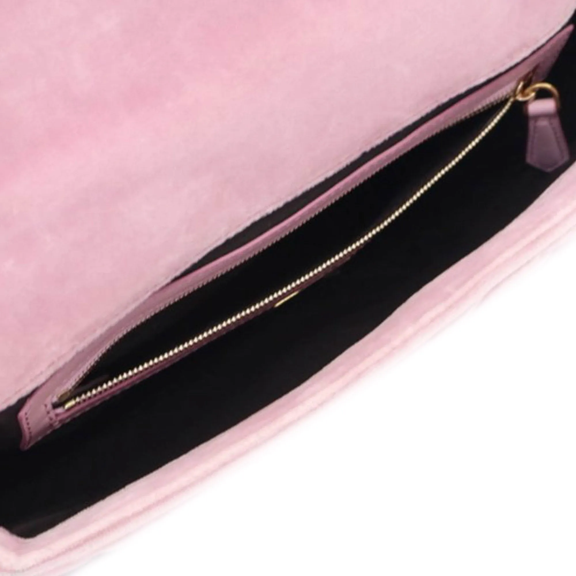 Pink Fendi Zucca Embossed Velvet Baguette Satchel