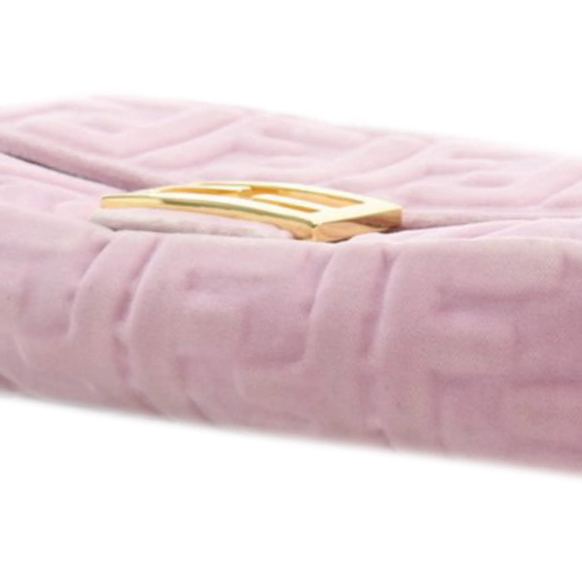 Pink Fendi Zucca Embossed Velvet Baguette Satchel