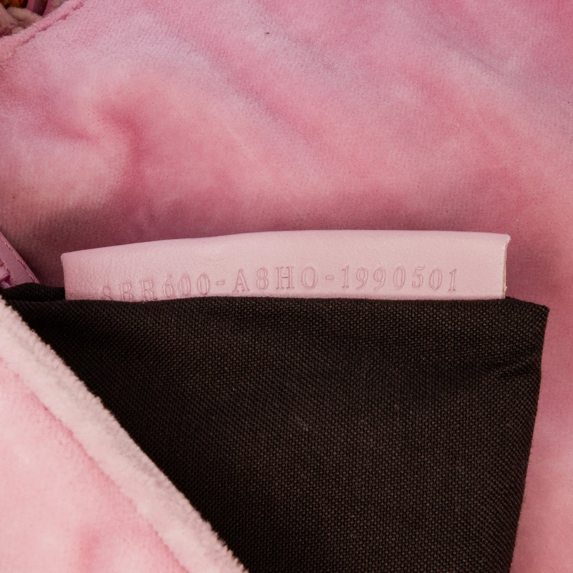 Pink Fendi Zucca Embossed Velvet Baguette Satchel