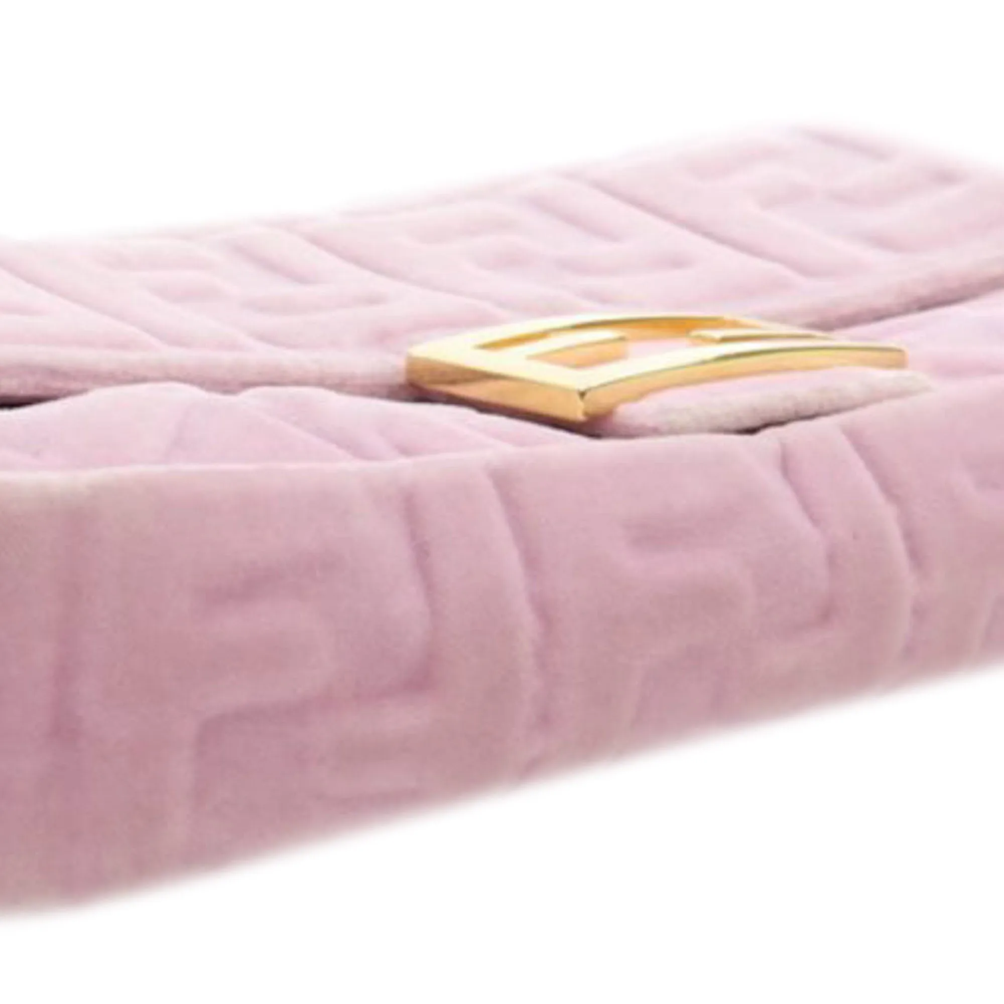 Pink Fendi Zucca Embossed Velvet Baguette Satchel