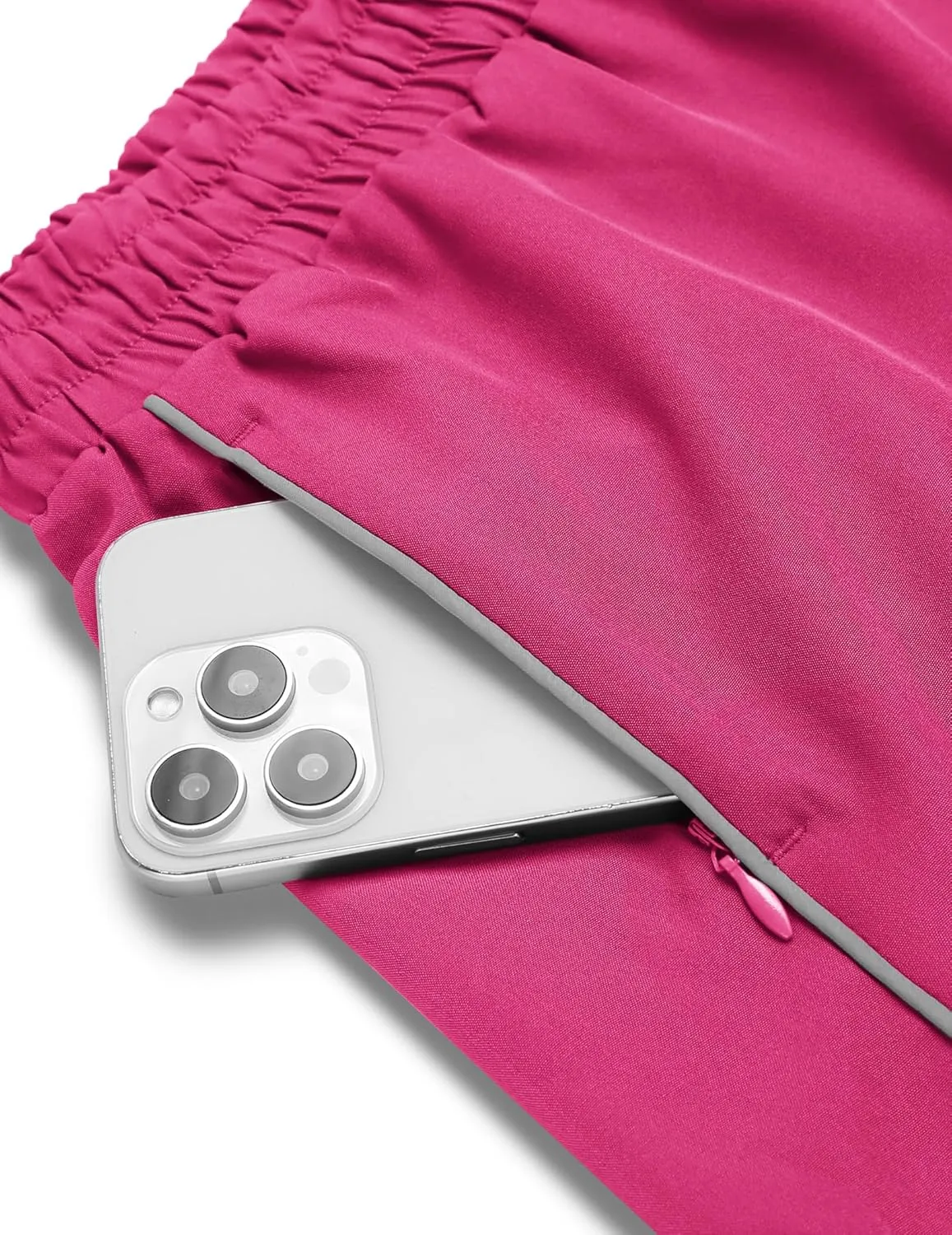 PINSPARK Running Shorts for Women Quick Dry Athletic Short Elastic High Waisted Active Wear with Zip Pockets