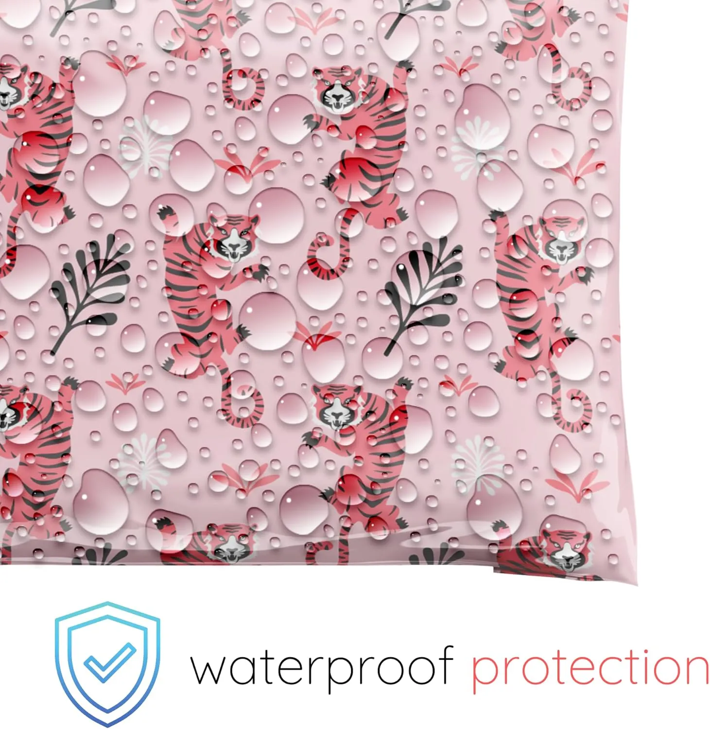 Poly Mailers 10x13 100 Pack | Self-Sealing Shipping Bags Envelopes for Small Business | Waterproof Durable Packaging | Tiger | Animal Pink Jungle Floral | à la mode Mailers