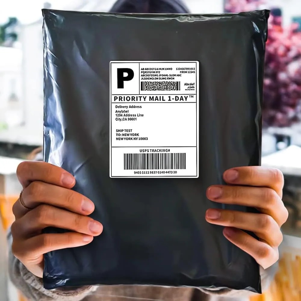 POLYSELLS 100 pcs 12x15.5 Inches Black Poly Mailers Shipping Envelopes, Strong Adhesive Sealing, Waterproof, and Tear-resistant Postal Mailing Bags for Clothing, Books, and Accessories