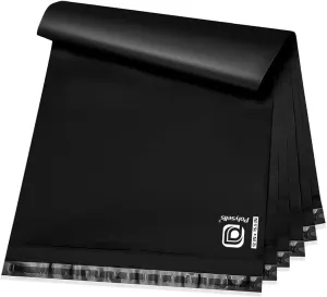 POLYSELLS 100 pcs 12x15.5 Inches Black Poly Mailers Shipping Envelopes, Strong Adhesive Sealing, Waterproof, and Tear-resistant Postal Mailing Bags for Clothing, Books, and Accessories