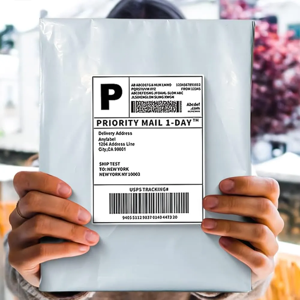 POLYSELLS 500 pcs 12x15.5 Inches White x Silver Poly Mailers Shipping Envelopes, Strong Adhesive Sealing, Waterproof, and Tear-resistant Postal Mailing Bags for Clothing, Books, and Accessories