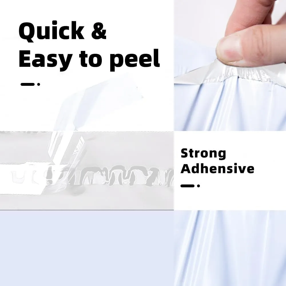 POLYSELLS 500 pcs 12x15.5 Inches White x Silver Poly Mailers Shipping Envelopes, Strong Adhesive Sealing, Waterproof, and Tear-resistant Postal Mailing Bags for Clothing, Books, and Accessories