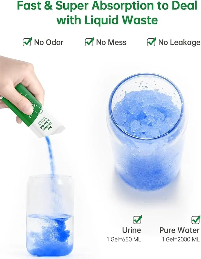 Poo Gel for Portable Toilet, 50 Eco Camping Toilets Pee Powder Deodorizer Urine Pee Absorbent Liquid Solidifier for Adult Porta Potty Chemicals Bucket Toilet Outdoor Camping Hiking Emergency Toilet