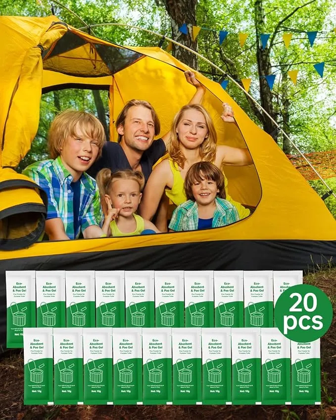 Poo Gel for Portable Toilet, 50 Eco Camping Toilets Pee Powder Deodorizer Urine Pee Absorbent Liquid Solidifier for Adult Porta Potty Chemicals Bucket Toilet Outdoor Camping Hiking Emergency Toilet