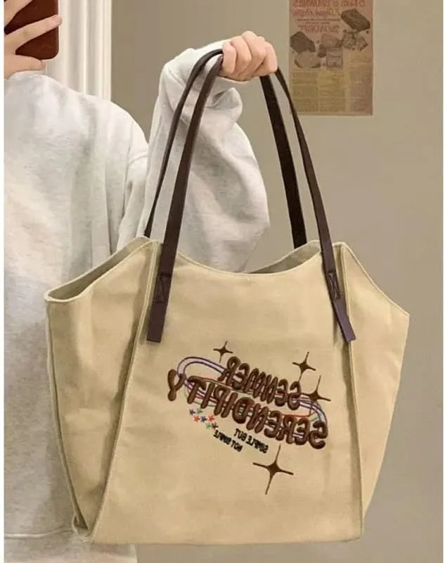 Pooyikoi Women's Retro Large Size Canvas Shoulder Bag Hobo Crossbody Handbag Casual Tote Large Capacity Shoulder Bag