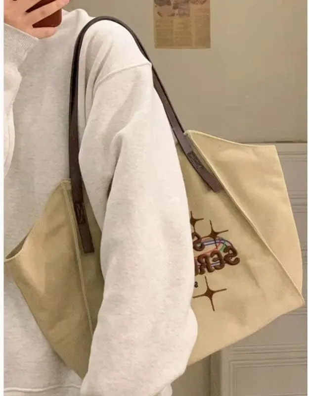 Pooyikoi Women's Retro Large Size Canvas Shoulder Bag Hobo Crossbody Handbag Casual Tote Large Capacity Shoulder Bag