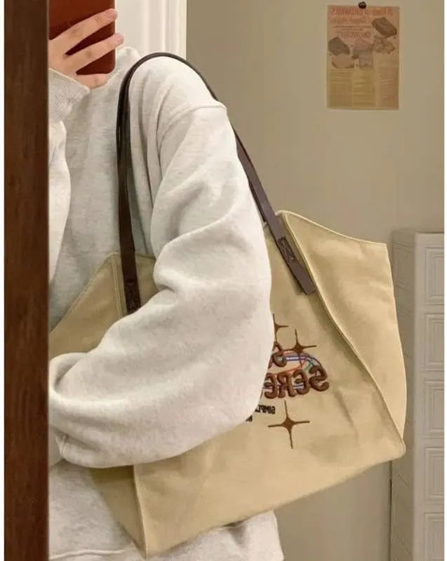 Pooyikoi Women's Retro Large Size Canvas Shoulder Bag Hobo Crossbody Handbag Casual Tote Large Capacity Shoulder Bag