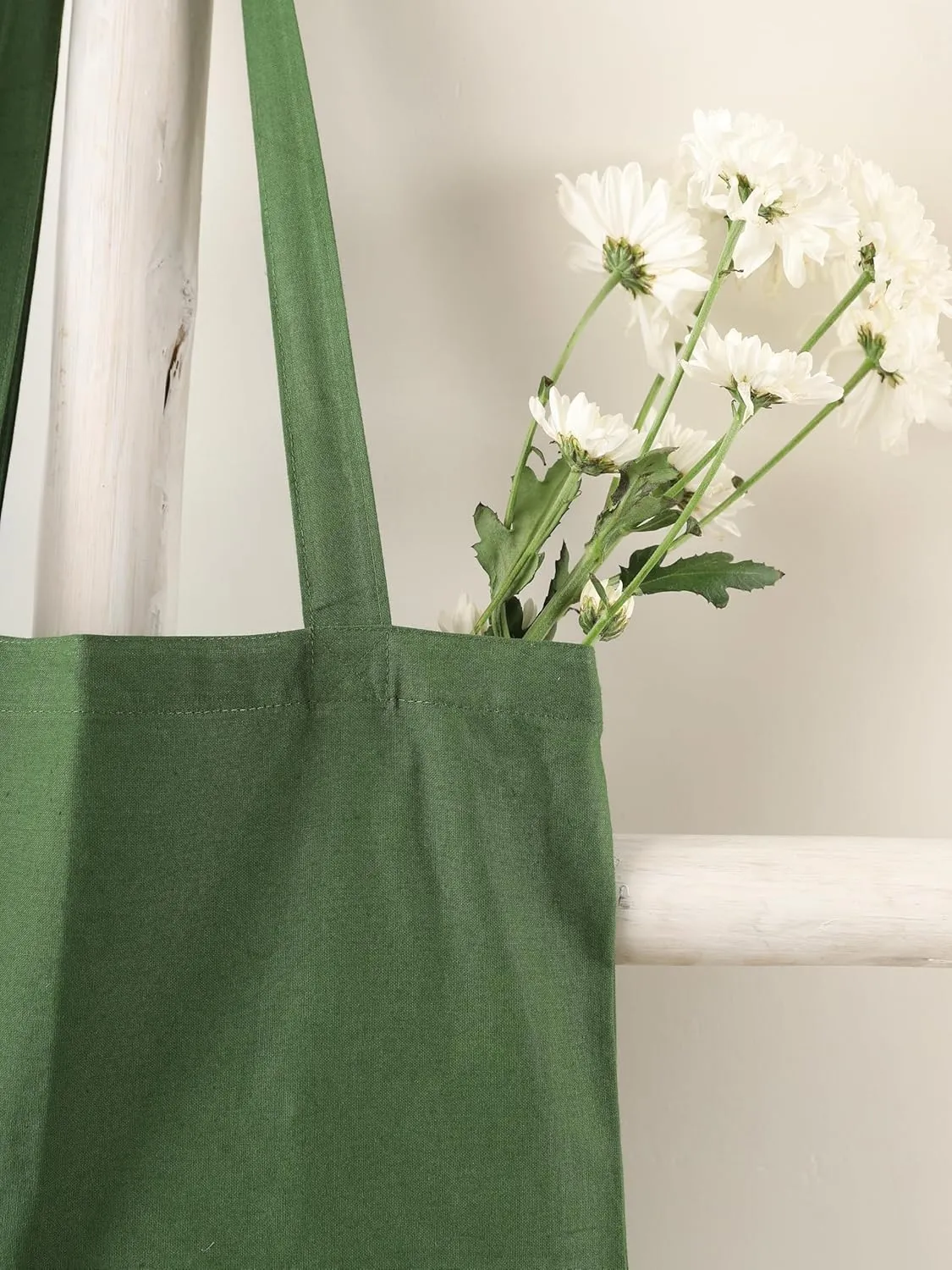Popular Handicrafts 6 Pack Economical 15"x16" Cotton Tote Bag, Lightweight Reusable Grocery Shopping Cloth Bags Suitable for DIY Advertising Promotion Gift Activity Green