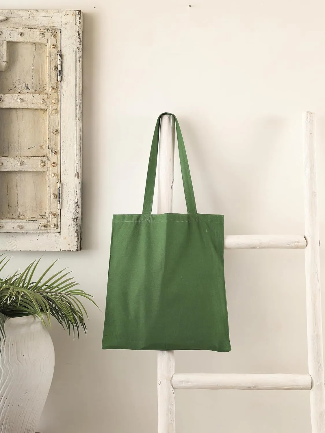 Popular Handicrafts 6 Pack Economical 15"x16" Cotton Tote Bag, Lightweight Reusable Grocery Shopping Cloth Bags Suitable for DIY Advertising Promotion Gift Activity Green