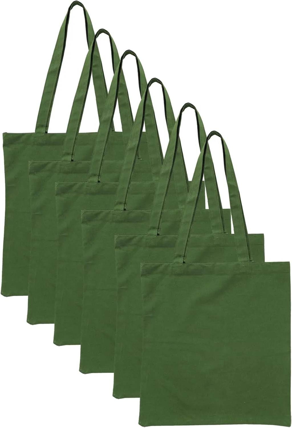 Popular Handicrafts 6 Pack Economical 15"x16" Cotton Tote Bag, Lightweight Reusable Grocery Shopping Cloth Bags Suitable for DIY Advertising Promotion Gift Activity Green