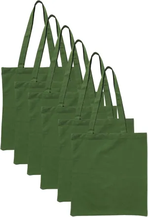 Popular Handicrafts 6 Pack Economical 15"x16" Cotton Tote Bag, Lightweight Reusable Grocery Shopping Cloth Bags Suitable for DIY Advertising Promotion Gift Activity Green