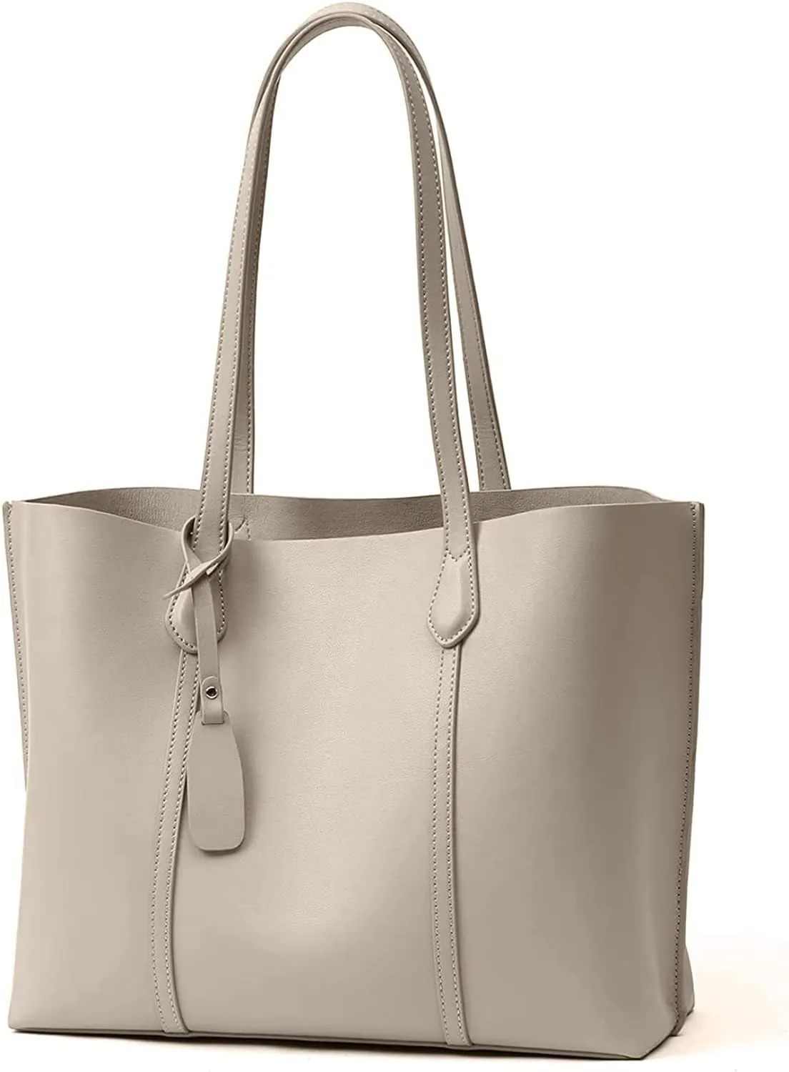 PORRASSO Women's Tote Handbag - Large PU Leather Top-Handle Bag for Work, Travel & Shopping - Khaki