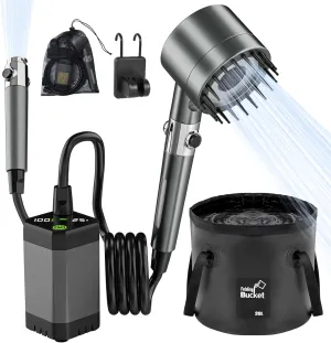 Portable Shower for Camping - 6000mAh Rechargeable Camping Shower, IPX7 Waterproof Shower Pump, Electric Filter Sprayer Head for Outdoor, Pet Bath, RV, Hiking, Travel,Beach