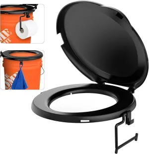 Portable Toilet Seat for 5 Gal Buckets, Camping Toilet Seat with Lid for Adults, Snap-on Toilet Seat for Outdoor, Camping, Hiking, Emergency, Car, Boat