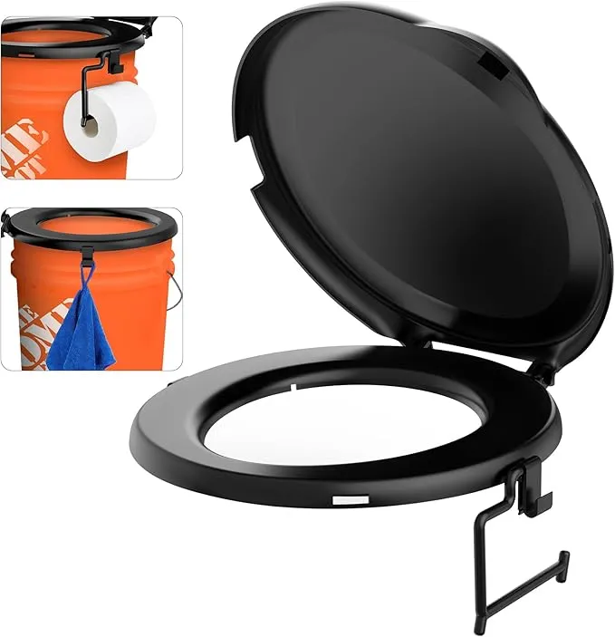 Portable Toilet Seat for 5 Gal Buckets, Camping Toilet Seat with Lid for Adults, Snap-on Toilet Seat for Outdoor, Camping, Hiking, Emergency, Car, Boat