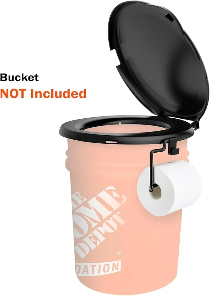 Portable Toilet Seat for 5 Gal Buckets, Camping Toilet Seat with Lid for Adults, Snap-on Toilet Seat for Outdoor, Camping, Hiking, Emergency, Car, Boat