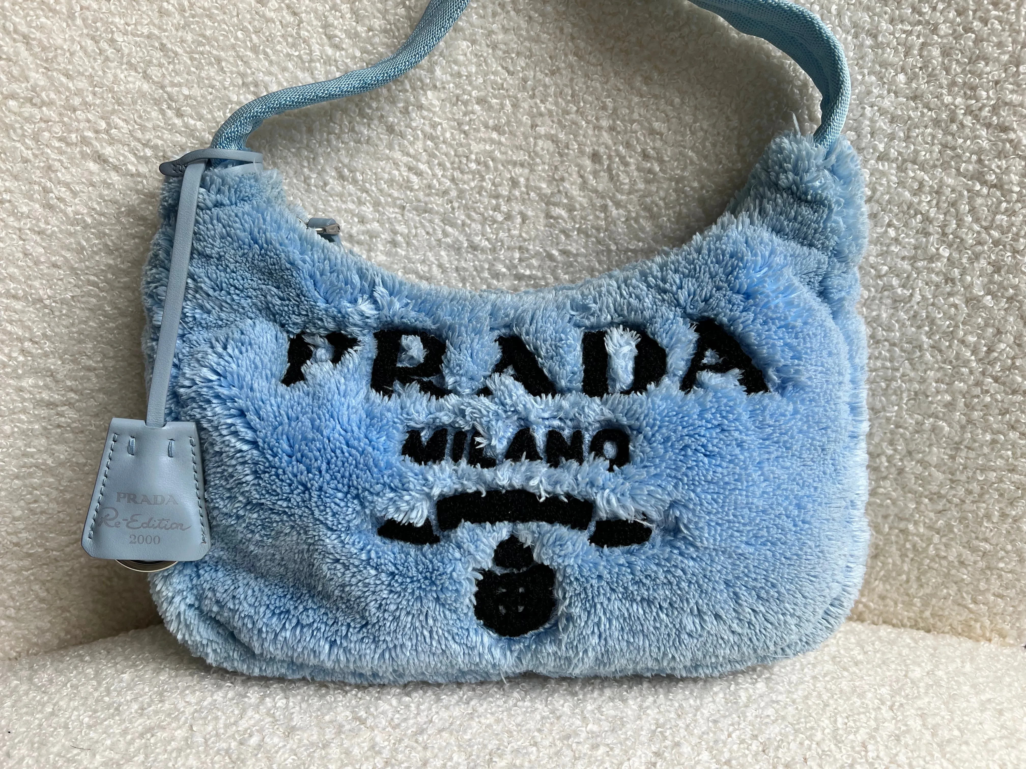 Prada Blue Re-edition 2000 Terry Cloth Shoulder Bag