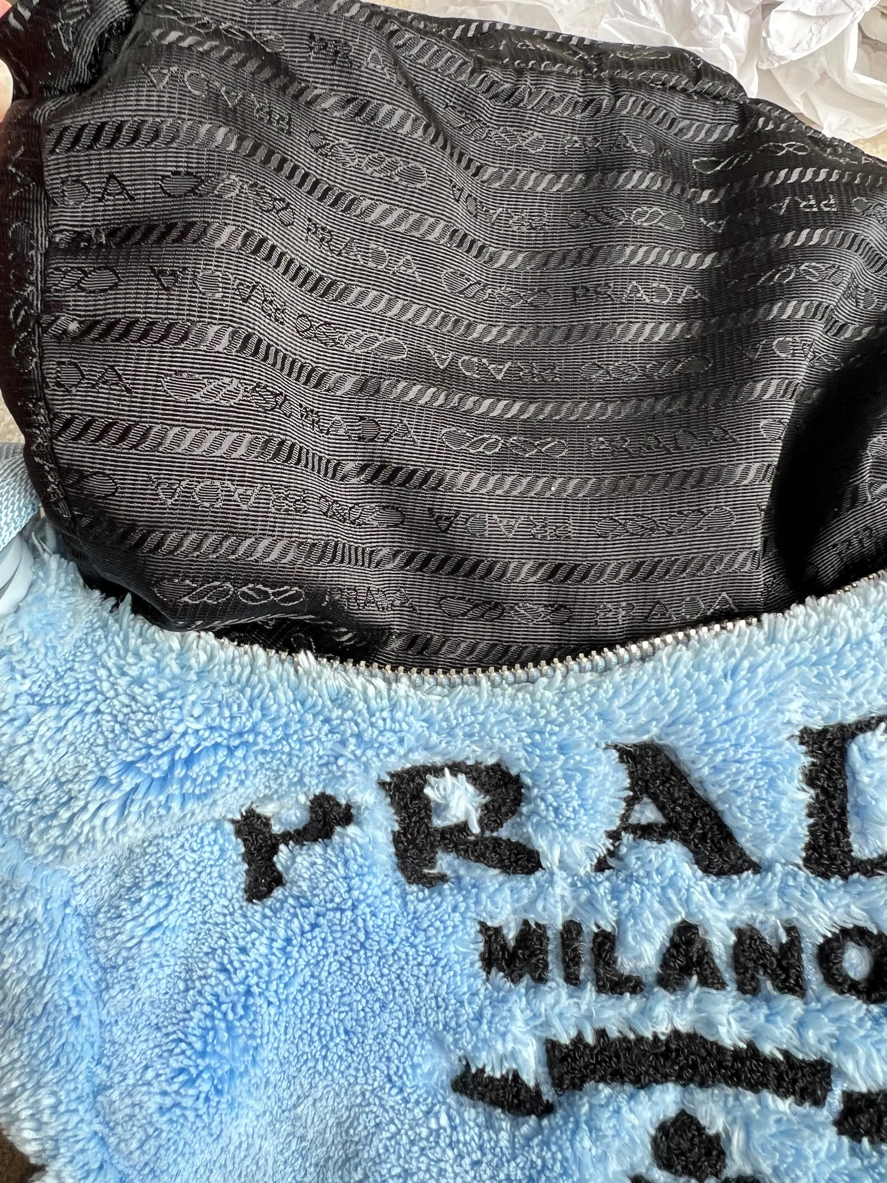 Prada Blue Re-edition 2000 Terry Cloth Shoulder Bag