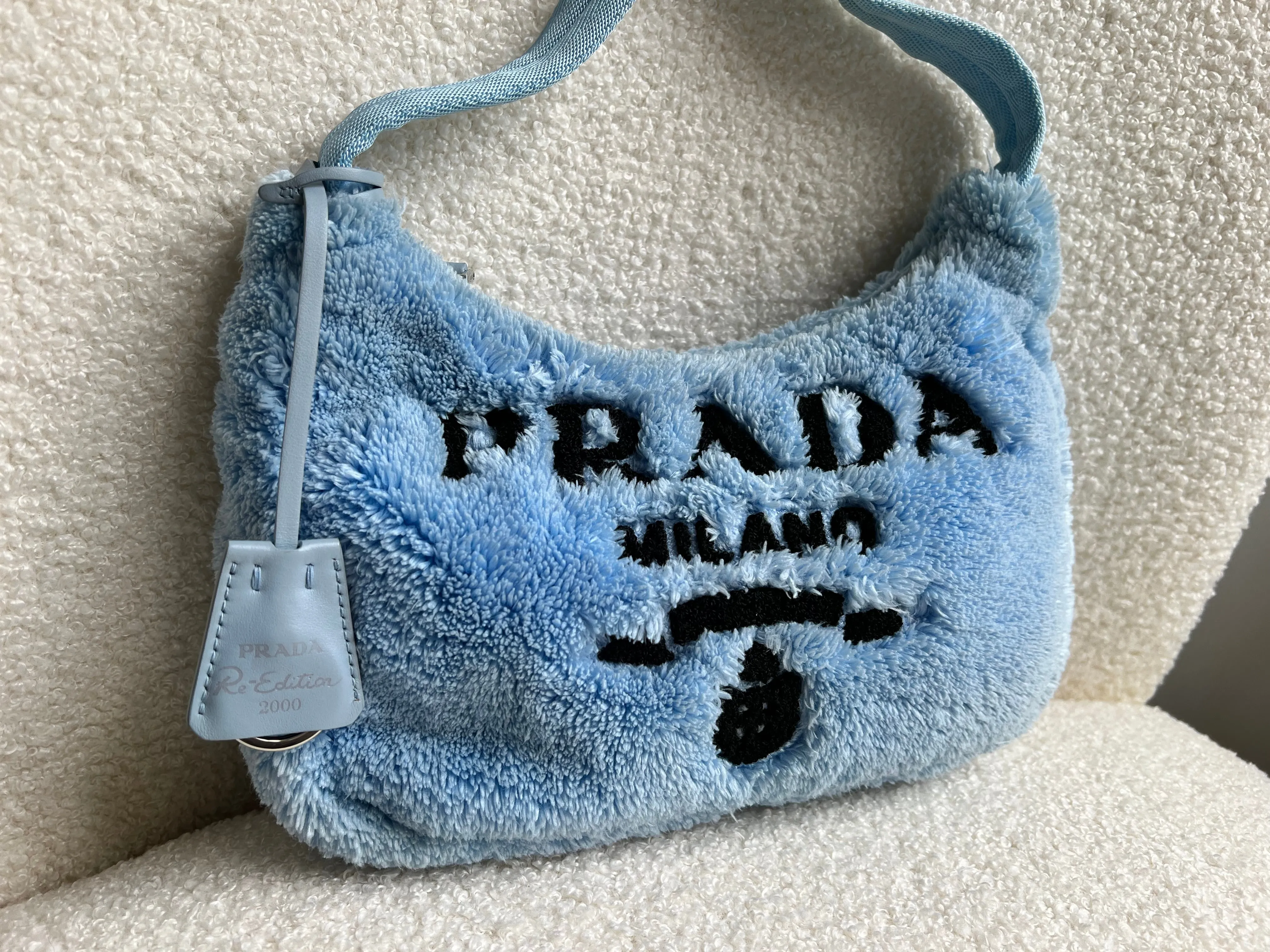 Prada Blue Re-edition 2000 Terry Cloth Shoulder Bag
