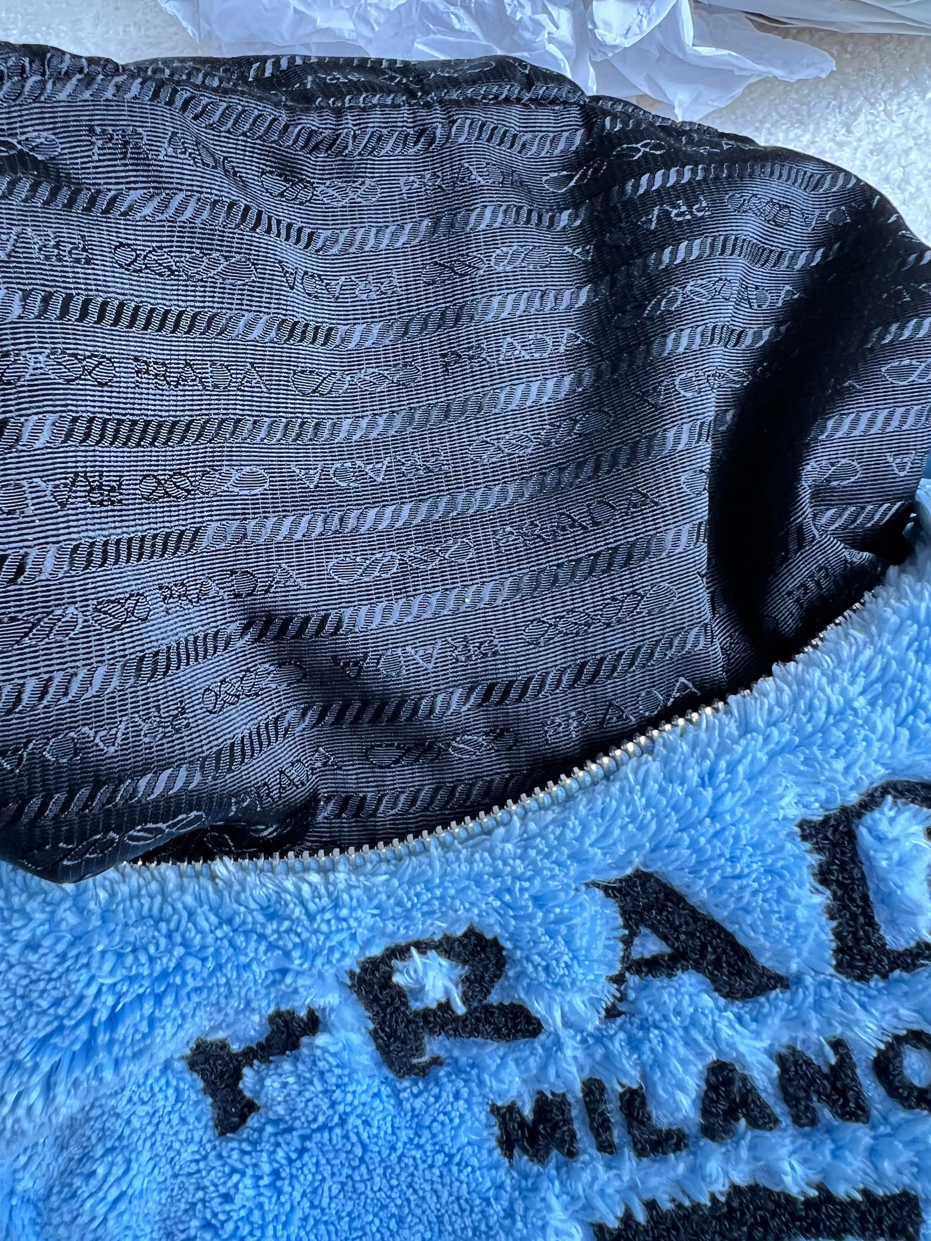 Prada Blue Re-edition 2000 Terry Cloth Shoulder Bag