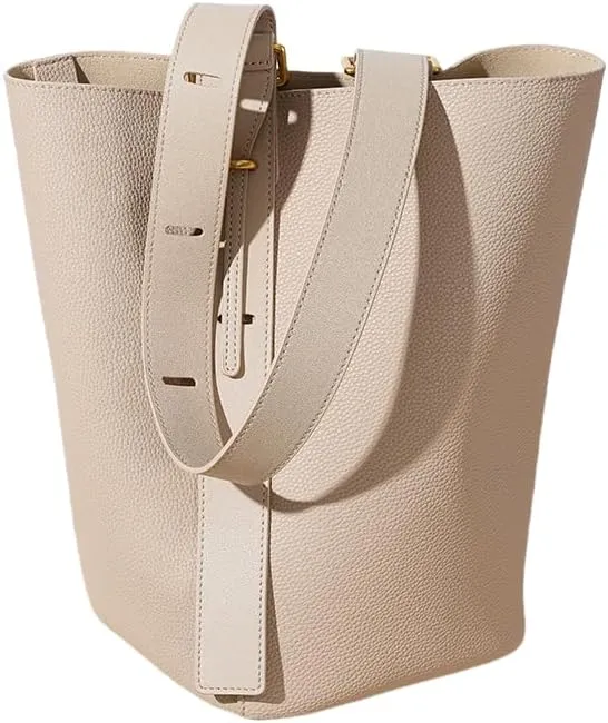 Premium Cowhide Leather Bucket Bag - Adjustable Strap Shoulder and Crossbody Handbag for Women, Durable and Stylish