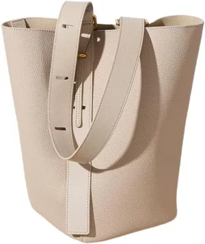 Premium Cowhide Leather Bucket Bag - Adjustable Strap Shoulder and Crossbody Handbag for Women, Durable and Stylish