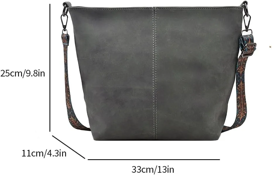 PU Large Capacity Crossbody Bag Adjustable Strap Women Bucket Tote Vintage Retro Shoulder Bag Hobo Purses Handbag