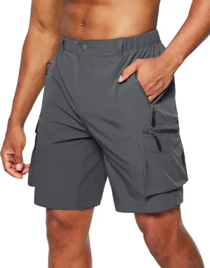 Pudolla Men's Hiking Cargo Shorts Quick Dry Outdoor Travel Shorts for Men with Multi Pocket for Fishing Camping Casual