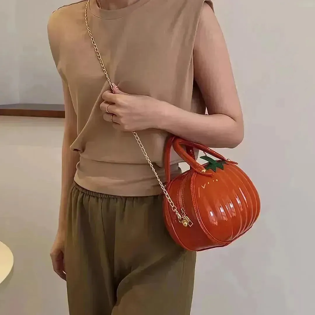 Pumpkin Shaped Satchel Novelty Crossbody Bag