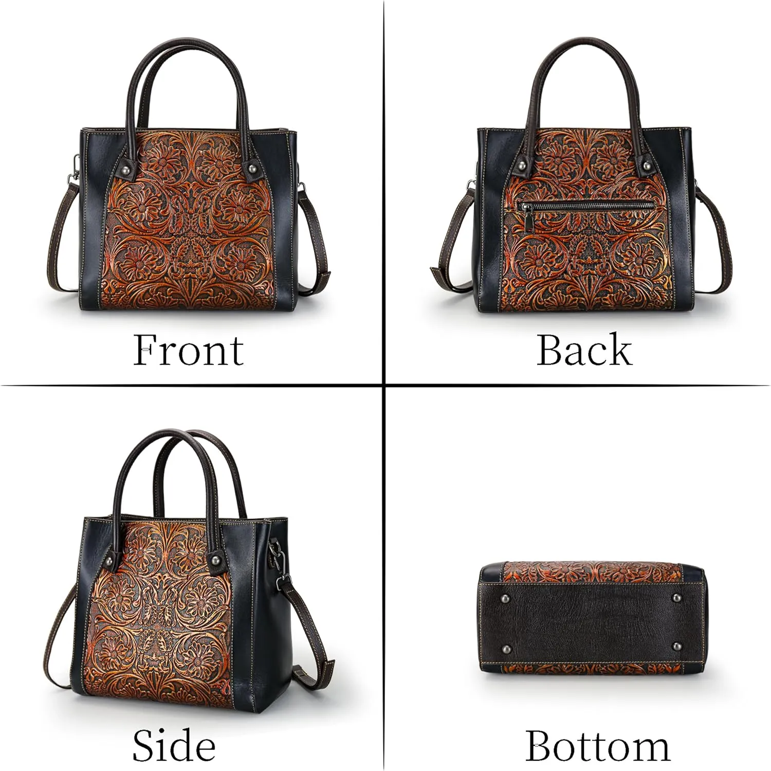 Purse and Handbag For Women Leather Shoulder Bag Top Handle Tote Bag Crossbody Bags Medium Satchel Vintage Embossing Pattern